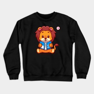 Cute Baby Lion Reading Book Cartoon Crewneck Sweatshirt